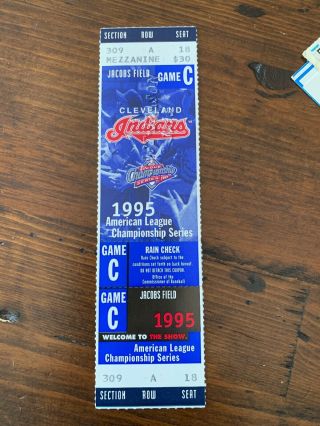 Cleveland Indians Win Pennant 1995 Alcs Game C 5 10/17/95 Mariners Ticket Stub