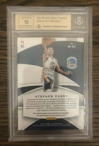 2014 - 15 Panini Luxe Stephen Curry Warriors 3 Color Patch 14/25 BGS 9.  5 Auto 10 2