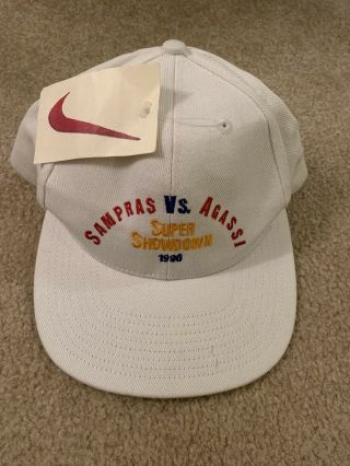 Vtg 96 Nike Sampras Vs Agassi Tennis Supreme Court Hat Cap
