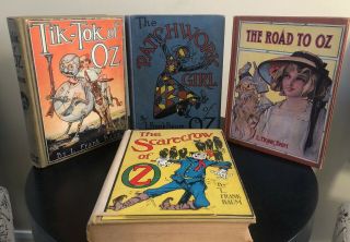 Set Of 4 “oz” Books By L.  Frank Baum Including The Patchwork Girl Of Oz