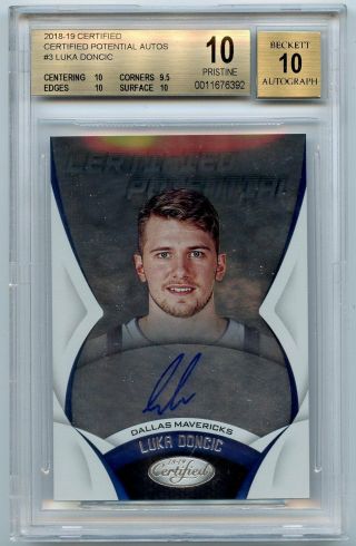 2018 - 19 Certified Luka Doncic Rookie Potential Autograph Auto Bgs 10 10 Pop 1