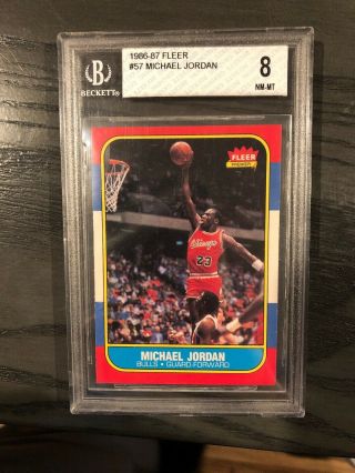 Michael Jordan 1986 - 87 Fleer Rookie Card 57 Bgs 8,  8.  5/8.  5/8/8 8.  5 Possible
