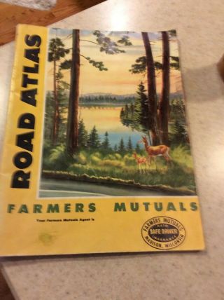 Vintage 1960 Us,  Canada,  Mexico Road Map Atlas (rand Mcnally) Farmers Mutuals