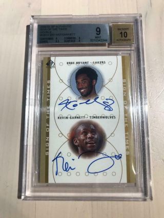 2000 - 01 Sp Authentic Kobe Bryant / Kevin Garnett Sig Of The Time Auto Sp Bgs 9