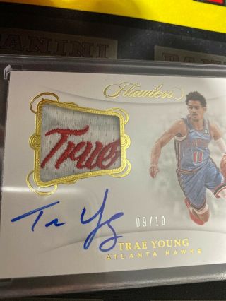 2018 - 19 Panini Flawless Trae Young True RPA /10 Logo Patch Rookie Auto 2