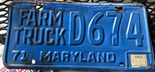 Maryland 1971 Farm Truck License Plate D674