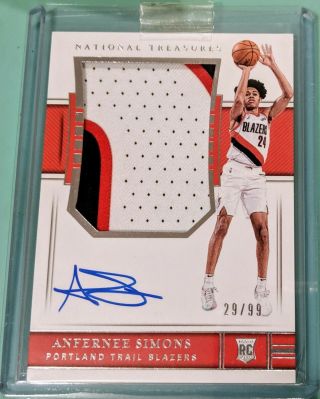Anfernee Simons 2018 - 19 National Treasures Rc Rookie Patch Auto True Rpa 29/99