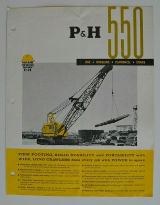 P&h 550 Hoe Dragline Clamshell Crane 1965 Dealer Brochure - English - Usa