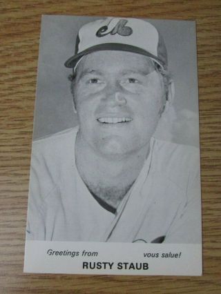 Rusty Staub 1971 Montreal Expos Team Issue B&w Postcard With Stats On Back