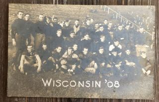1908 University Of Wisconsin Football Photo Rppc Postcard