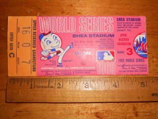 1969 World Series Game 3 Shea Stadium Ticket Stub Ny Mets