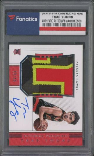 2018 - 19 National Treasures Trae Young Rpa Rc 4 - Color Patch Auto /49 Fanatics