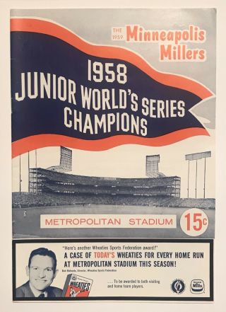 1959 Minneapolis Millers Vs Havana Junior World Series Program Yastrzemski Rare