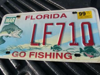 Flordia Go Fishing License Plate Expired Tag 99 2