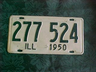 Vintage License Plate.  Illinois.  1950.  For Age.