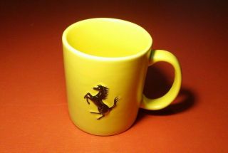 FERRARI Coffee Tea Mug Cup Ferrari Store Exclusive Yellow w/ Raised Logo 2