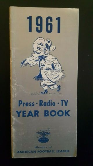 1961 Buffalo Bills Media Guide Book.  American Football League.  Afl.