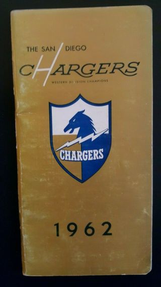 1962 San Diego Chargers Media Guide/book.  American Football League.  Afl