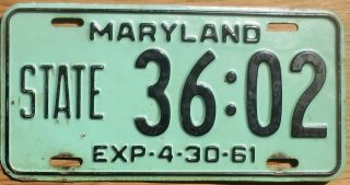1960 Maryland License Plate Number Tag - $2.  99 Start