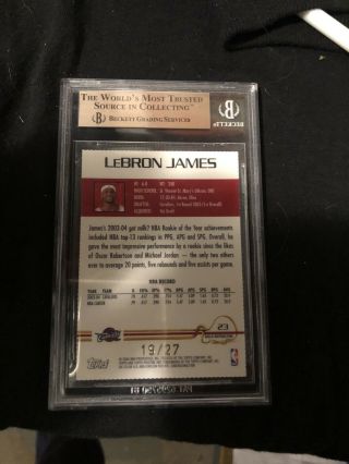 2004 - 05 FINEST LEBRON JAMES GOLD Refractors Card ed/29 BGS 10 PRISTINE 3x 10s 2