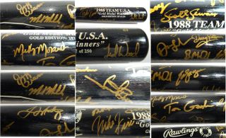 1988 Team U.  S.  A.  Baseball Team Signed Gold Medal Winners Baseball Bat (20 - Autos)