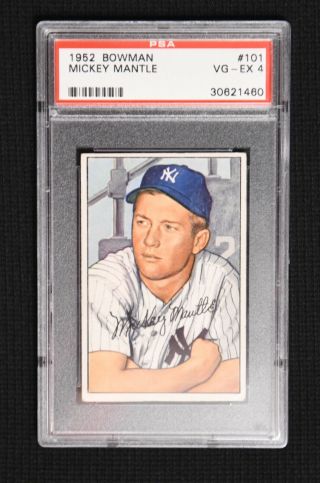 York Yankees Mickey Mantle 1952 Bowman 101 Psa Vg - Ex 4 Well Centered