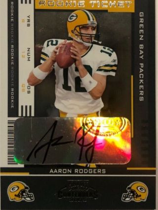 2005 Playoff Contenders Aaron Rodgers Rookie Ticket Auto/rc /530 Packers