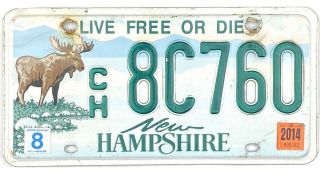99 Cent 2014 Hampshire Conservation Moose License Plate 8c760 Nr