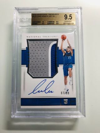 Luka Doncic 2018 National Treasures Rpa Rookie Patch Auto D 7/99 Bgs 9.  5 /10