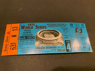 1971 Game 4 World Series Ticket Stub Pittsburgh Pirates Baltimore Orioles Nm
