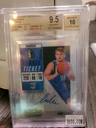 2018 - 19 Contenders Premium 122 Luka Doncic Prizms Silver Rookie Auto Bgs 9.  5/10
