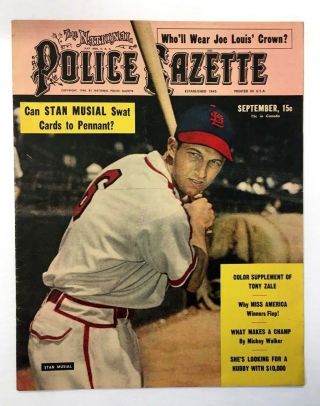 1948 Issue Police Gazette Stan Musial Baseball Hall Of Famer Pictured On Cover