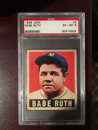 1948 Leaf Babe Ruth 3 Yankees Psa 6.  Centered Hof