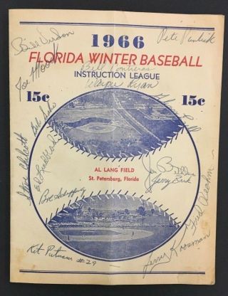 1966 St.  Louis Cardinals Spring Training Baseball Program Autographed Cover X15