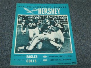 Sept 11,  1965 Baltimore Colts Vs Philadelphia Eagles Official Program