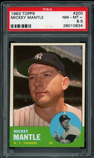Mickey Mantle 1963 Topps Yankees Card 200 Psa 8.  5 Sharp