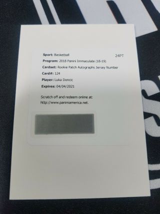 2018 - 19 Panini Immaculate Luka Doncic Rpa Rookie Jersey Number Patch Auto /77