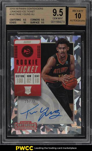 2018 Panini Contenders Cracked Ice Trae Young Rc Auto /25 142 Bgs 9.  5 (pwcc)