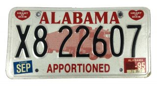 Alabama 1995 Apportioned Truck License Plate X8 22607 W/ Tractor Trailer Graphic