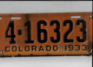 Colorado Passenger 1933 License Plate " 4 - 16323 "