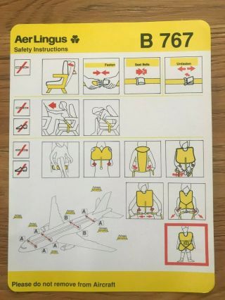 Safety Card Aer Lingus Boeing B767
