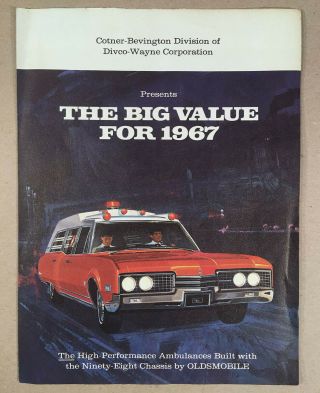 C.  1967 Cotner - Bevington Oldsmobile 98 Ambulances Large Folding Color Brochure