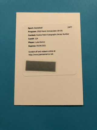 Luka Doncic Patch Auto 2018 - 19 Panini Immaculate Rpa Jersey Number To /77