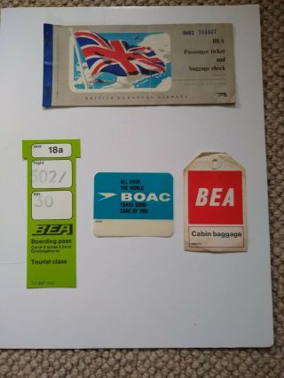 Bea Boarding Pass Luggage Tag B.  O.  A.  C.  Sticker Boac Airline Uk London