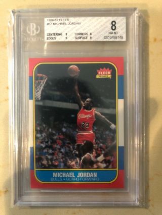 1986 Fleer 57 Michael Jordan Rc Bulls Hof Bgs 8 /.  5 Away From 8.  5 (8,  8,  9,  9)