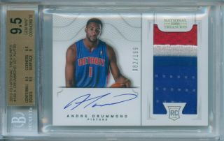 Andre Drummond 2012 - 13 National Treasures Patch Auto Rc Rpz /199 Bgs 9.  5 Auto 10