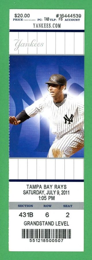 Yankees Derek Jeter 3000 Hit Season Ticket 7/9/11 Posada