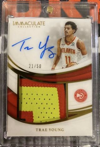 Trae Young 2018 - 19 Immaculate Premium Patch Rc Auto /50 Atlanta Hawks Rookie