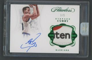 2017 - 18 Panini Flawless Emerald Stephen Curry Warriors Game Logo Patch 3/5
