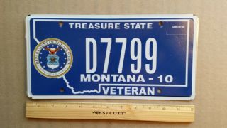 License Plate,  Montana,  Air Force Veteran,  2010,  D 7799